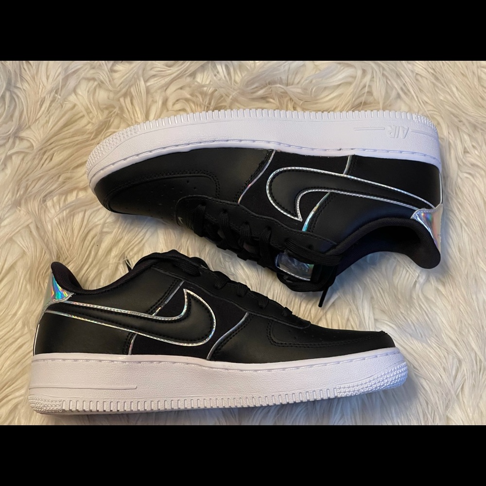 New Nike Air Force 1 LV8 GS - Black / Iridescent - Size 6Y - AF1